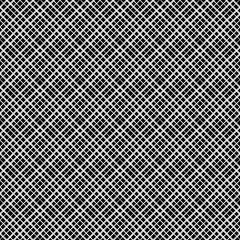 Diagonal checkered pattern of fine lines. Black and White vector illustration. Abstract geometric monochrome texture