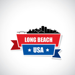 Long Beach skyline - ribbon banner - California