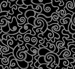Beautiful vector abstract seamless pattern with handwritten curling lines
