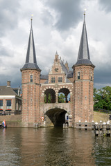 Waterpoort (Water gate) seen from the  Lemmerweg in the city of Sneek in the province Friesland, The Netherlands