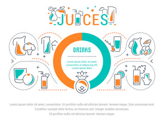 Fototapeta na wymiar Website Banner and Landing Page of Juices.
