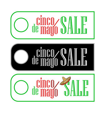 A set of sale label tegs at Cinco de Mayo in three versions of the performance