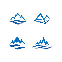 Mountain and water logo icon design template vector