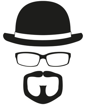 Black and white hipster avatar silhouette