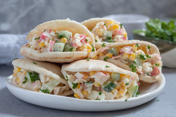 Crab salad in pita bread