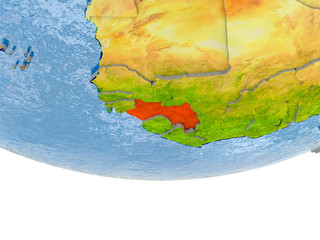 Guinea in red on Earth model