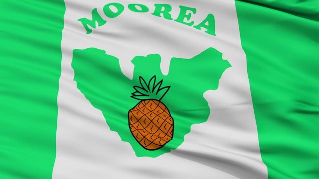 Moorea Maiao closeup flag, city of French Polynesia, realistic animation seamless loop - 10 seconds long