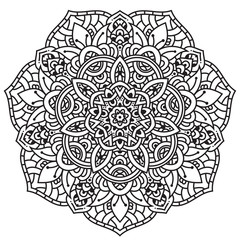 Black and white mandala vector isolated on white. Vector hand drawn circular decorative element.