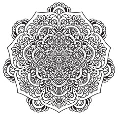Black and white mandala vector isolated on white. Vector hand drawn circular decorative element.