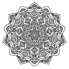 Black and white mandala vector isolated on white. Vector hand drawn circular decorative element.