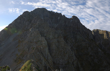 panorama view of Takidani cliff from Hasegawa peak @Kamikochi / 大キレットから見上げる北穂高岳の滝谷 ＠上高地 - 広角アングル