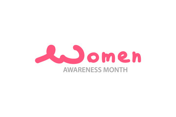Template logo for breast cancer. October awareness month with text women