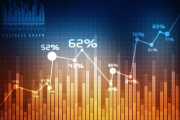 2d rendering Stock market online business concept. business Graph 