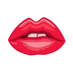 Lips. Icon, beauty logo. Abstract concept. Vector illustration on white background.