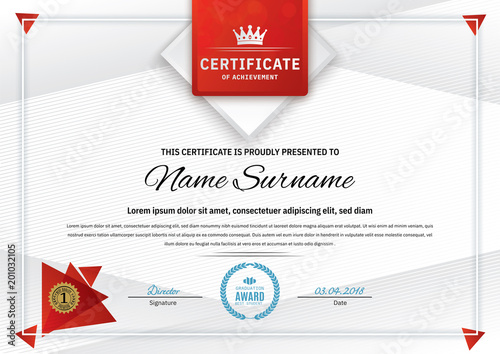 Official White Certificate With Red Triangle Design Elements