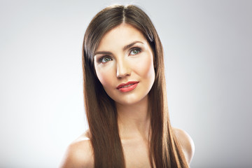 Beauty portrait of woman with long hair.