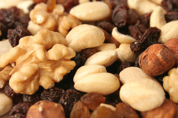Delicious nut mix with raisins, healthy eating. Germany