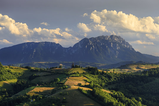 Amazing sunset with spectacular summer landscape, Transylvania, Romania, Europe