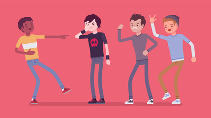 Teenager boy bullying and reaction