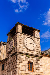 Fototapeta na wymiar Old Clock Tower in Kotor
