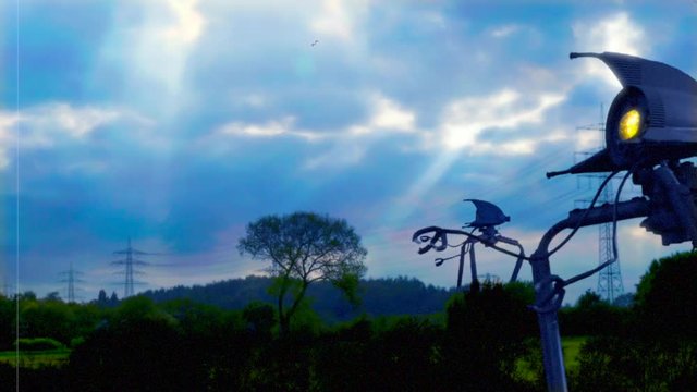 Vintage Alien Invasion: War Tripods on Patrol (Color)