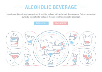 Website Banner and Landing Page of Alcoholic Beverage.