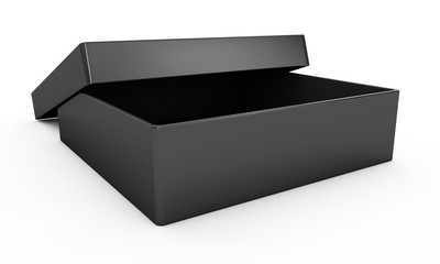 white 3d rendering blank open rectangular box with box separate lid, isolated gray background