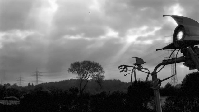 Vintage Alien Invasion: War Tripods on Patrol (Black&White)