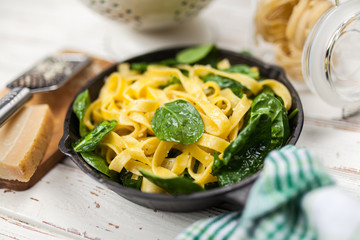 Spinach tagliatelle pasta