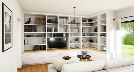 Fototapeta premium vue 3d bibliothèque 02