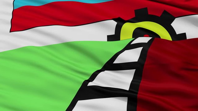 Lanus closeup flag, city of Argentina, realistic animation seamless loop - 10 seconds long