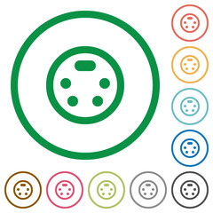 S-video connector flat icons with outlines