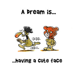 Man is scared and running away from a woman who wearing a cute mask