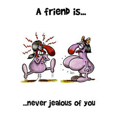 Woman is jealous of the big breasts of her friend 