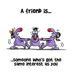 Two women pulling a man from his arms on both sides