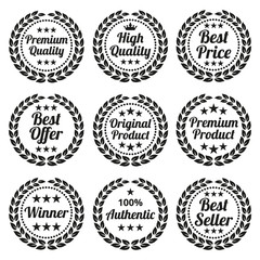 Laurel wreath set on white background.