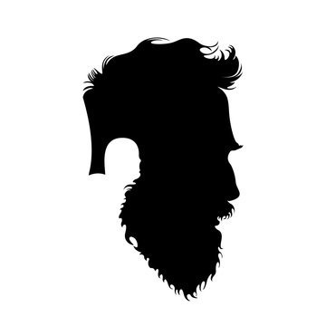 recommend clip art: Hipster head icon. Stylish male profile with hipster haircut and beard. Vector illustration
