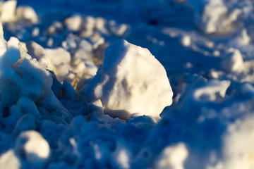Snow at sunset as an abstract background