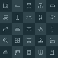 Fototapeta na wymiar Modern Simple Set of buildings, furniture Vector outline Icons. ..Contains such Icons as person, television, fortress, exterior, tv and more on dark background. Fully Editable. Pixel Perfect.