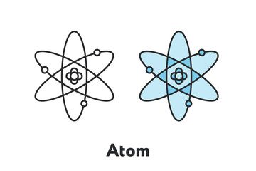 Atom Science Physics Chemistry Minimal Color Flat Line Outline Stroke Icon
