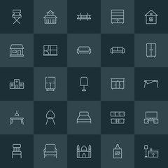 Fototapeta na wymiar Modern Simple Set of buildings, furniture Vector outline Icons. ..Contains such Icons as chinese, sky, closet, china, construction, asia and more on dark background. Fully Editable. Pixel Perfect.