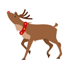 Christmas Realistic Deer Isolated on White Vector