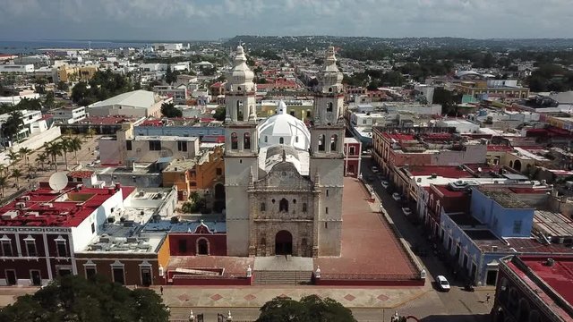Independence Plaza aerial view. Campeche, Mexico
