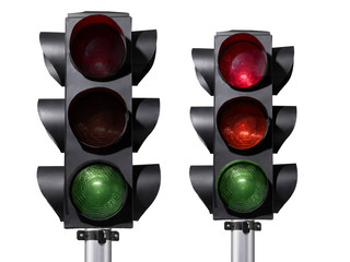 traffic light isolated on white background