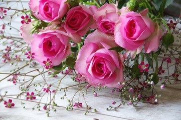 ピンクのバラ　花束