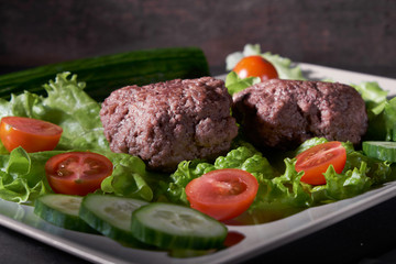 lunch meat bread Breakfast fried carrots organic, vegan and delicious salad tomato cucumber