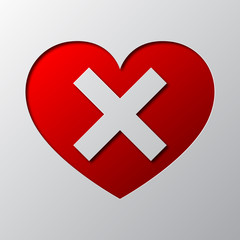 Fototapeta premium Heart with cross is cut from the paper. Vector illustration.