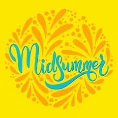 Fototapeta na wymiar Midsummer lettering. Elements for invitations, posters greeting cards