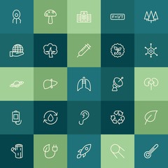 Modern Simple Set of health, science, nature Vector outline Icons. ..Contains such Icons as  wooden,  space,  energy,  background, green and more on green background. Fully Editable. Pixel Perfect.