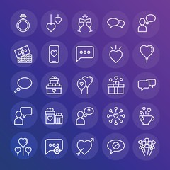 Modern Simple Set of chat and messenger, valentine Vector outline Icons. ..Contains such Icons as  bubble,  icon,  bunch,  party, heart and more on gradient background. Fully Editable. Pixel Perfect.